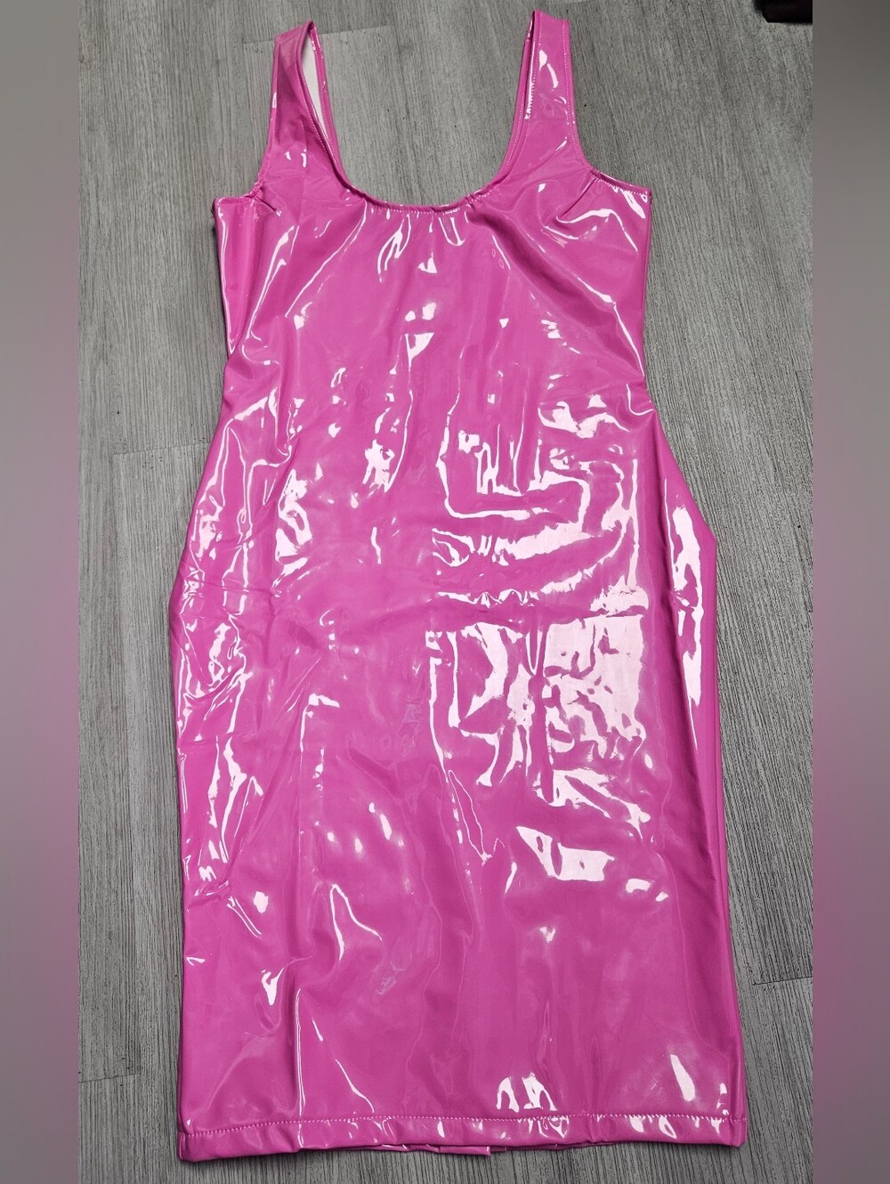 BARBIE PINK Glossy Pink Sleeveless Bodycon Dress Barbie Costume Womens Large